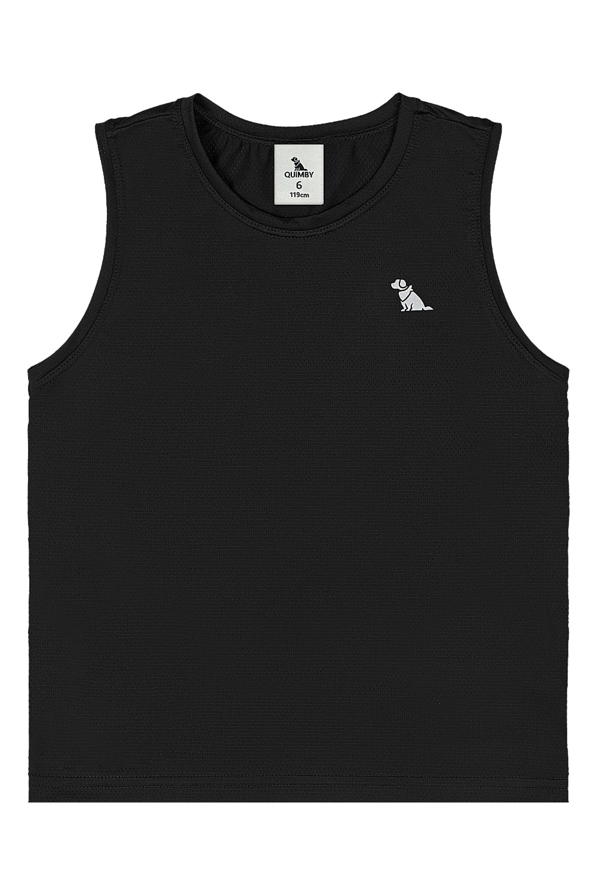 Regata Infantil Menino em Malha Dry Fit com Aplique Refletivo (Preto) Quimby - Imagem 14
